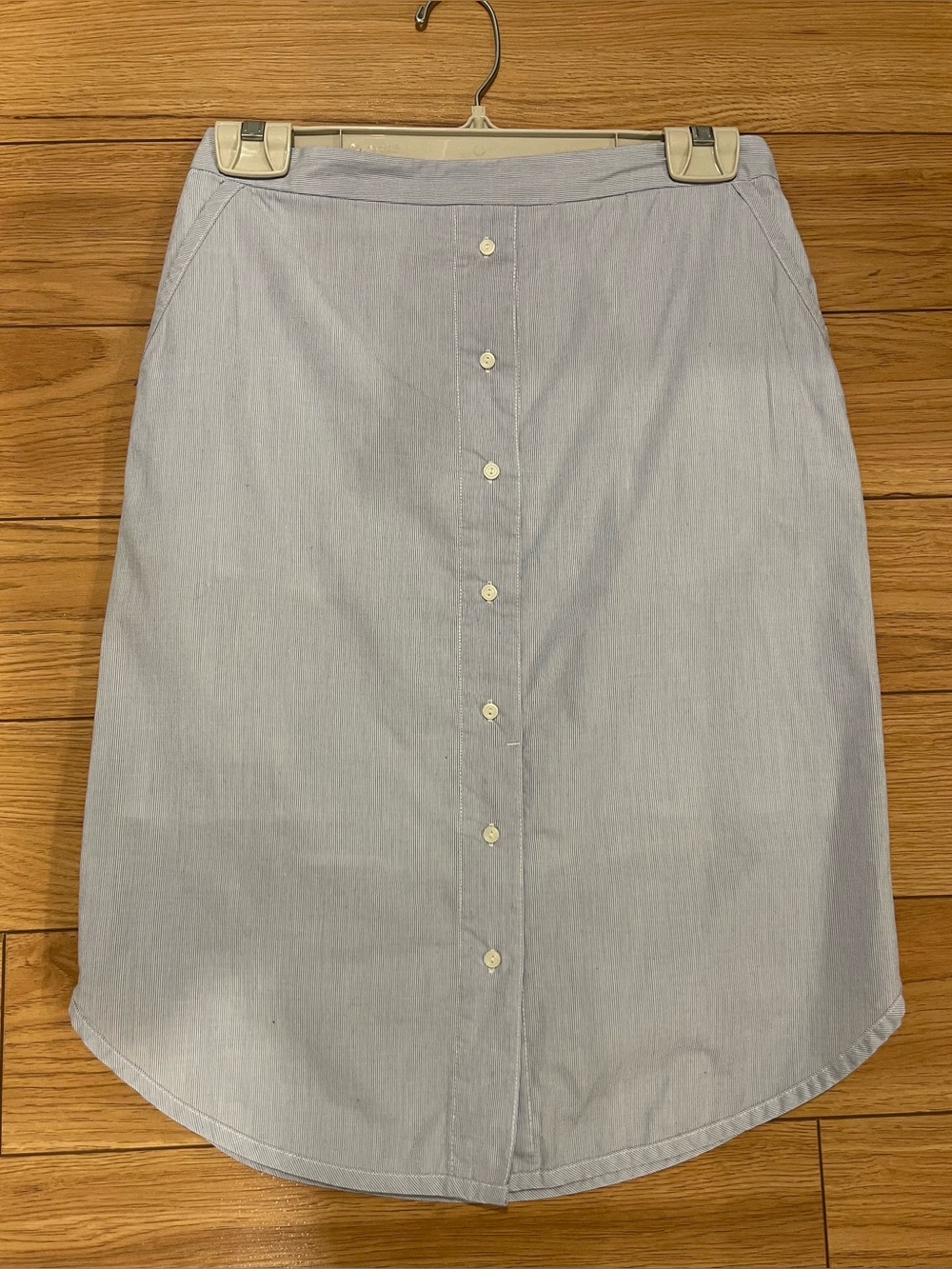 Part two Light Blue Button-Front Women's Midi Skirt size 6 stripes